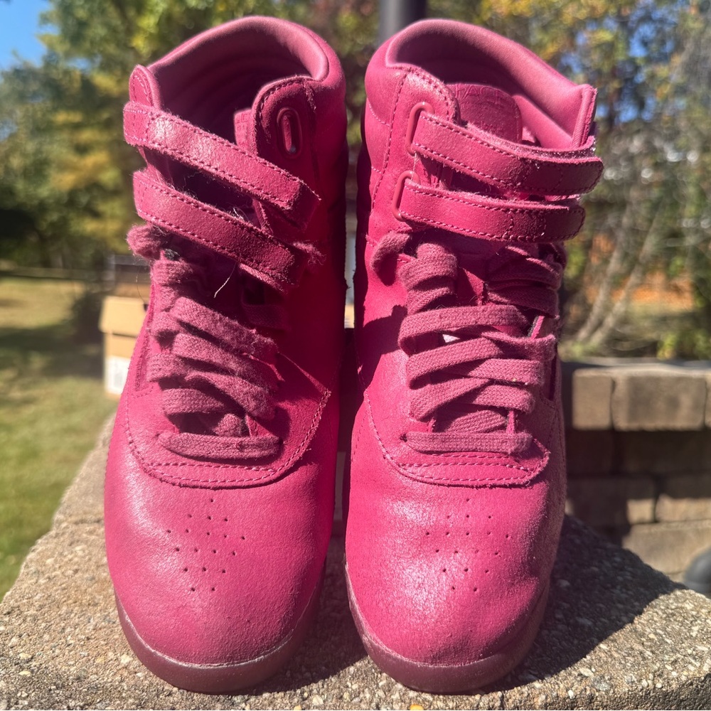 Women's Fuchsia High-Top Lace & Velcro Sneakers